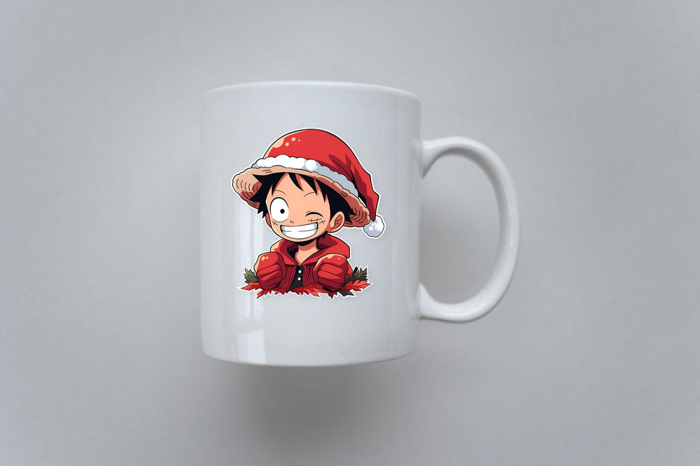 Funny Monkey D. Luffy in Christmas Outfit Sticker