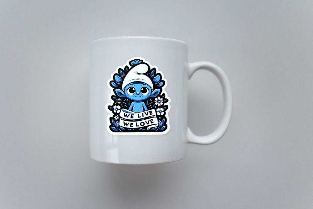 Smurf Cat We Live, We Love Meme Sticker