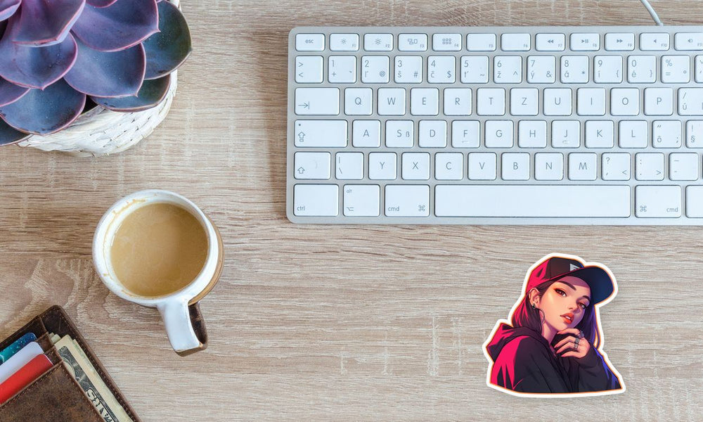 Hypebeast Girl Red Cap Sticker