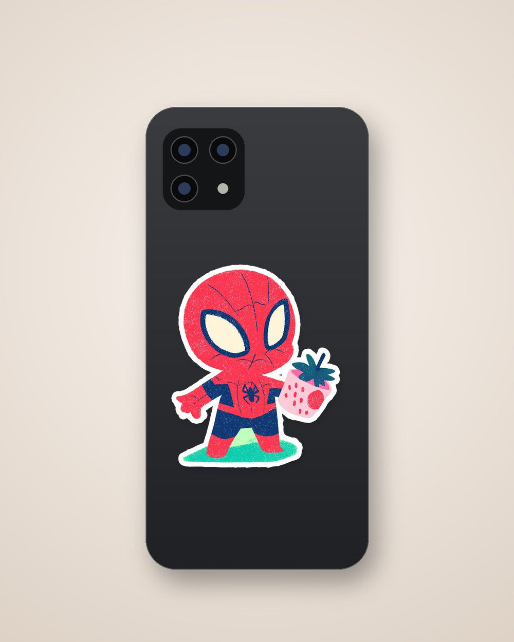 Kawaii Spider Man Strawberry Cup Sticker