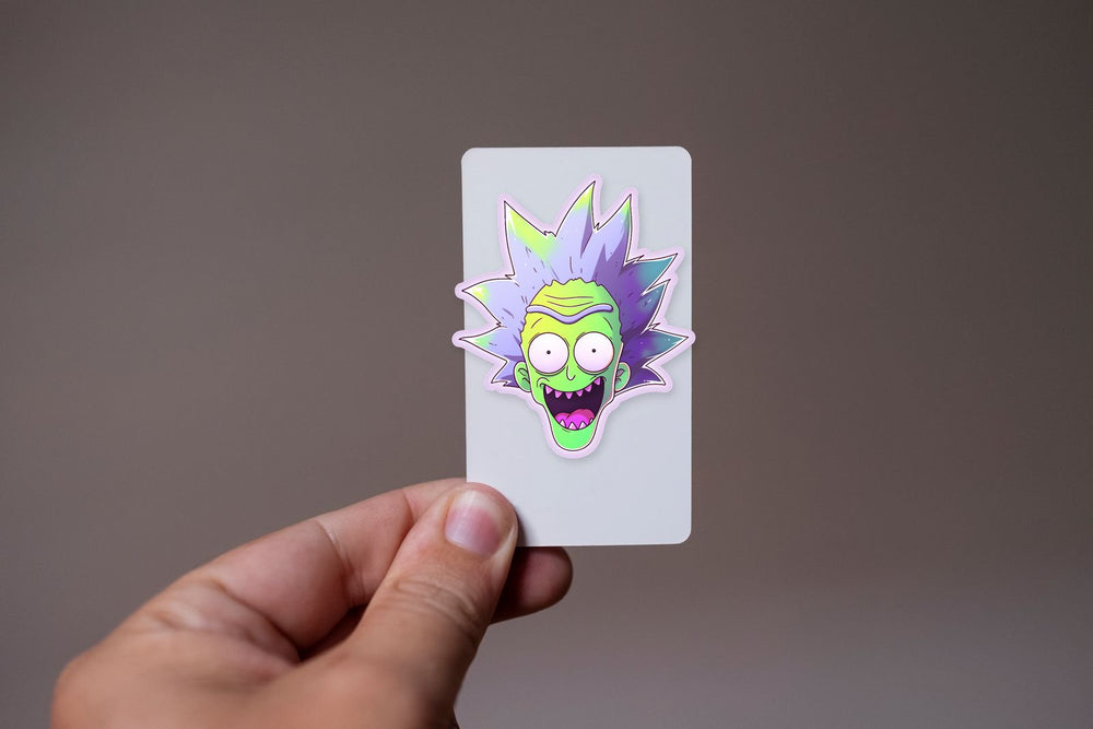 Funny Green Rick Sanchez Head Sticker