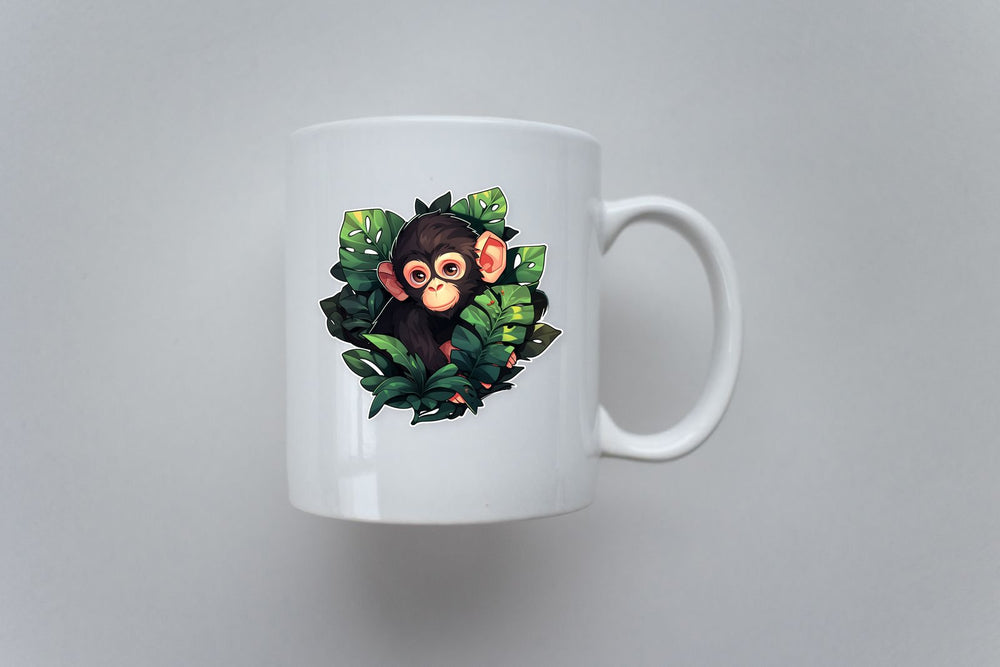 Little Monkey in Leaves Sticker