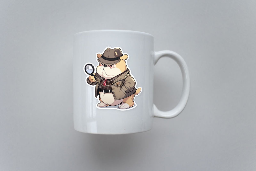 Serious Detective Dog with Magnifying Glass Sticker