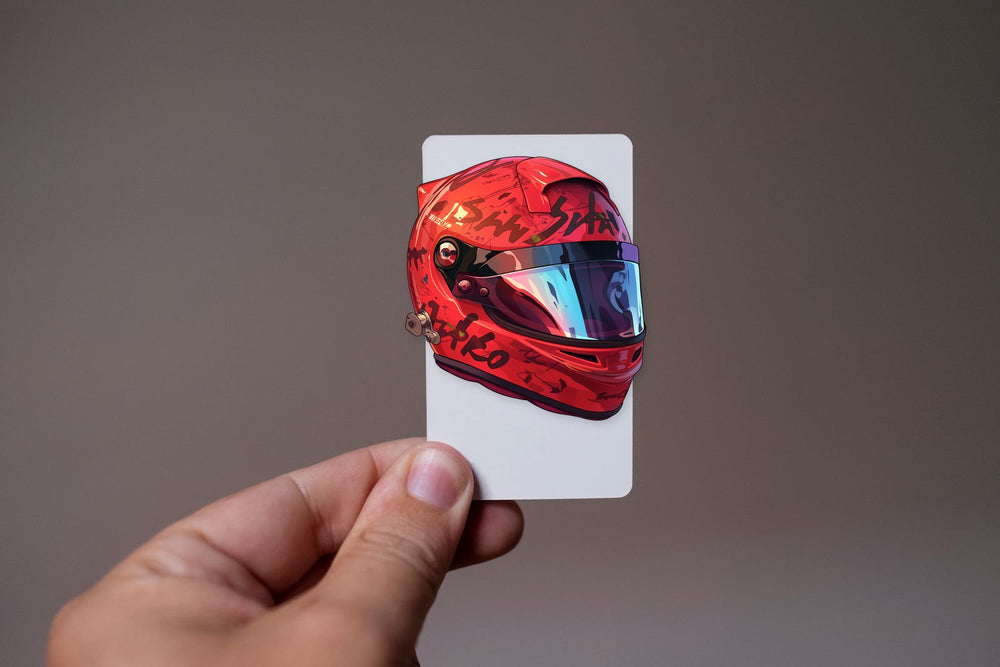 Cool Red Racing Helmet Sticker