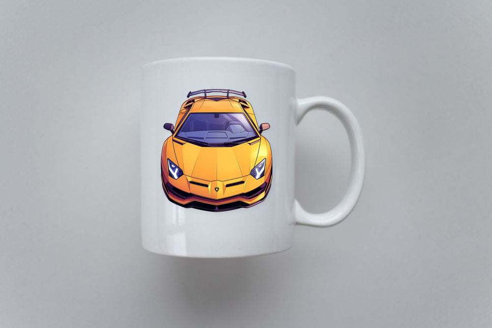 Yellow Lambo Supercar Top View Sticker