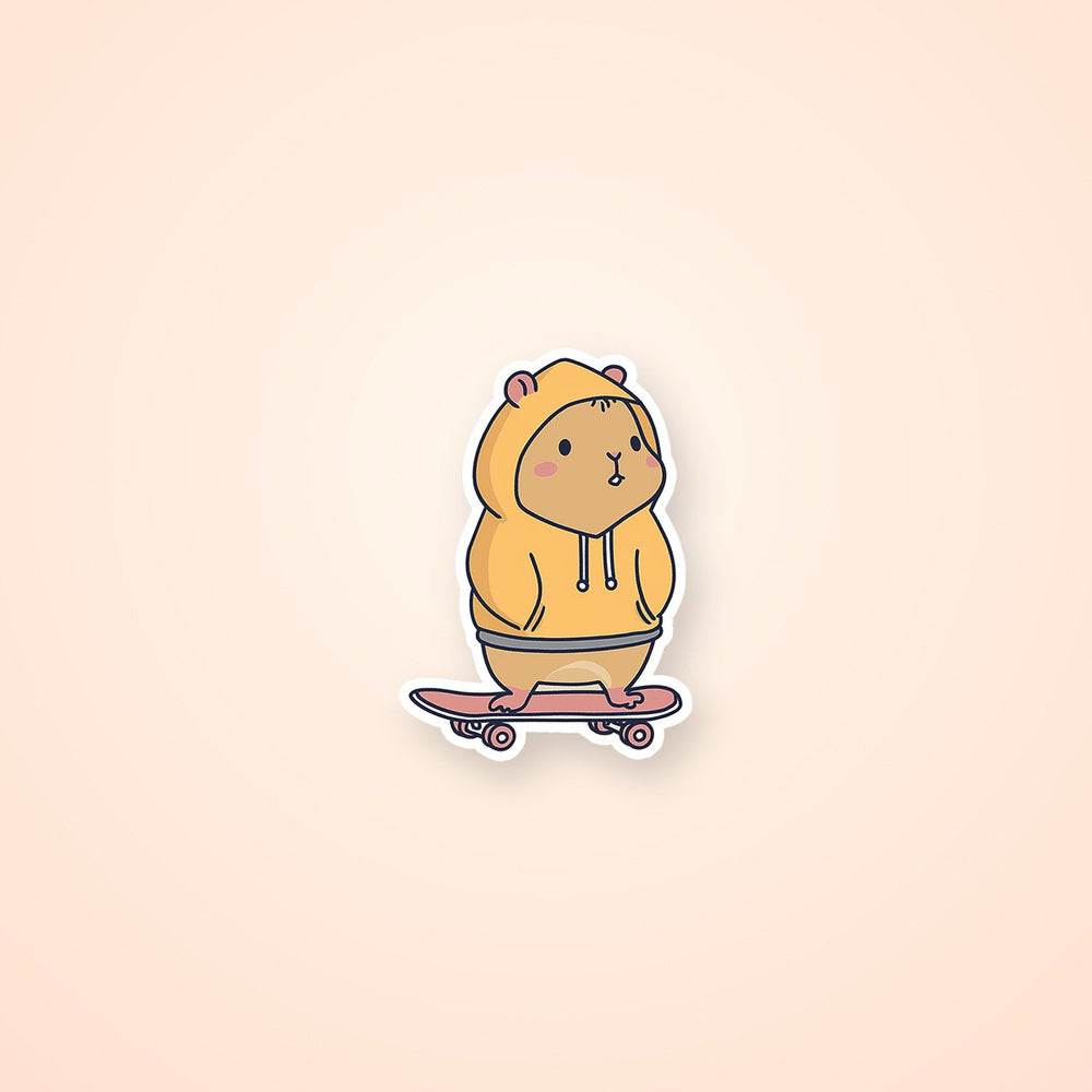 Hamster Hoodie Skateboard Cute Sticker