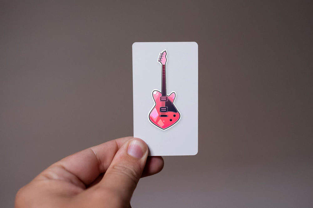 Pink Guitar Art Sticker