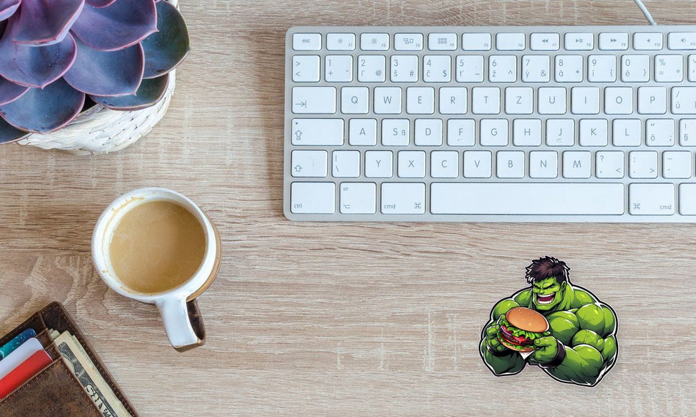 Marvel Hulk with Burger Sticker