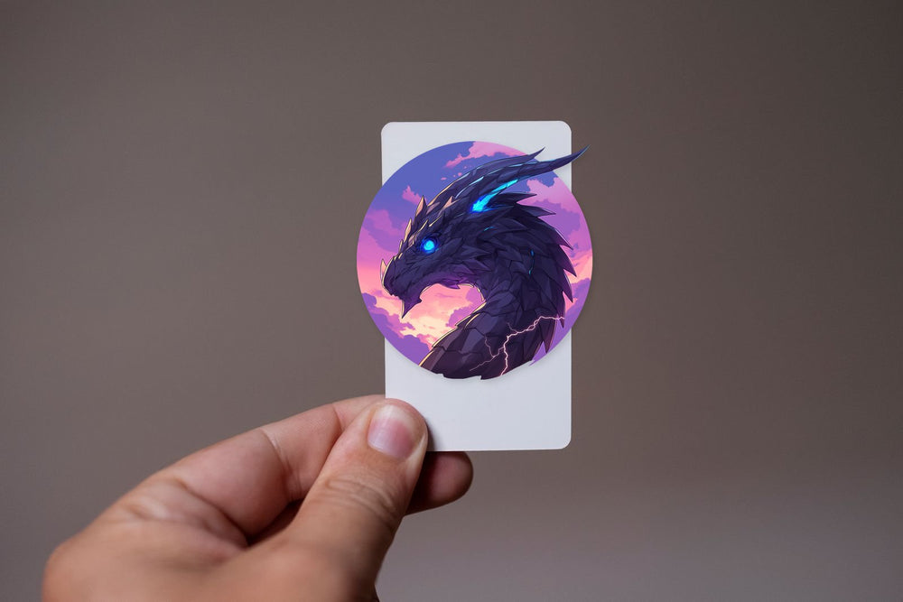 Fantasy Purple Dragon Round Sticker