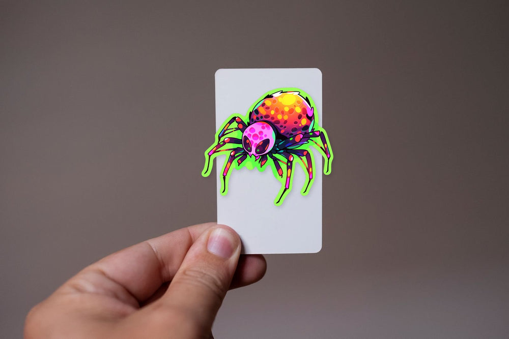 Halloween Colorful Spider Green Stroke Sticker