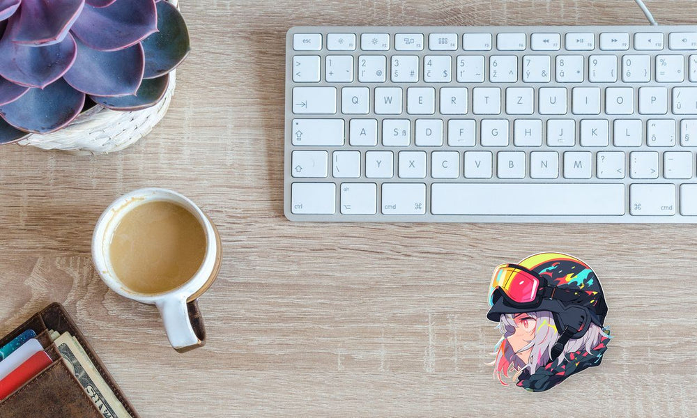 Anime Girl in Colorful Helmet Sticker