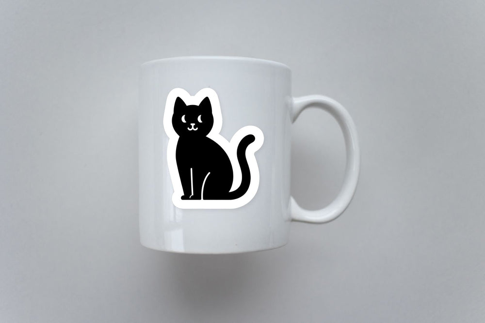 Black Cat Silhouette Minimal Sticker
