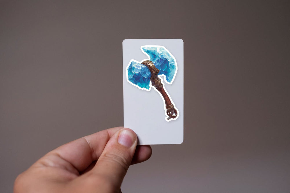 Ice Crystal Battle Axe Fantasy Sticker