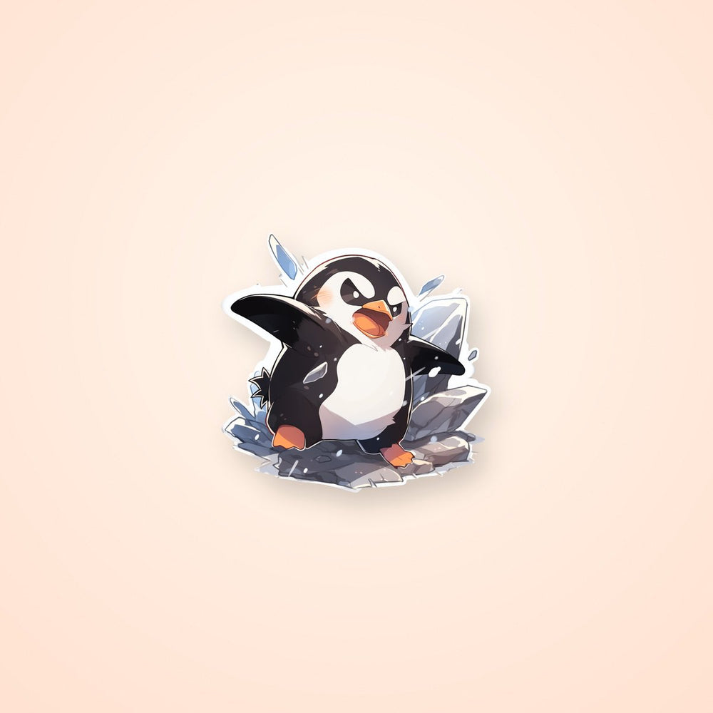 Penguin in Snow Battles Sticker