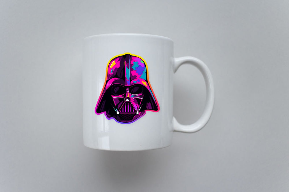 Pink Darth Vader Head Colorful Stroke Sticker