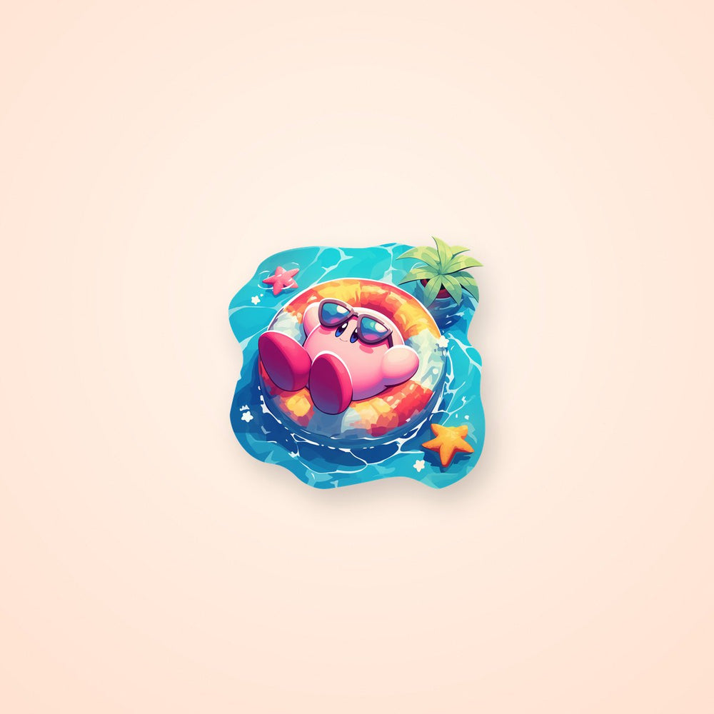 Kirby Pool Float Summer Vibes Sticker