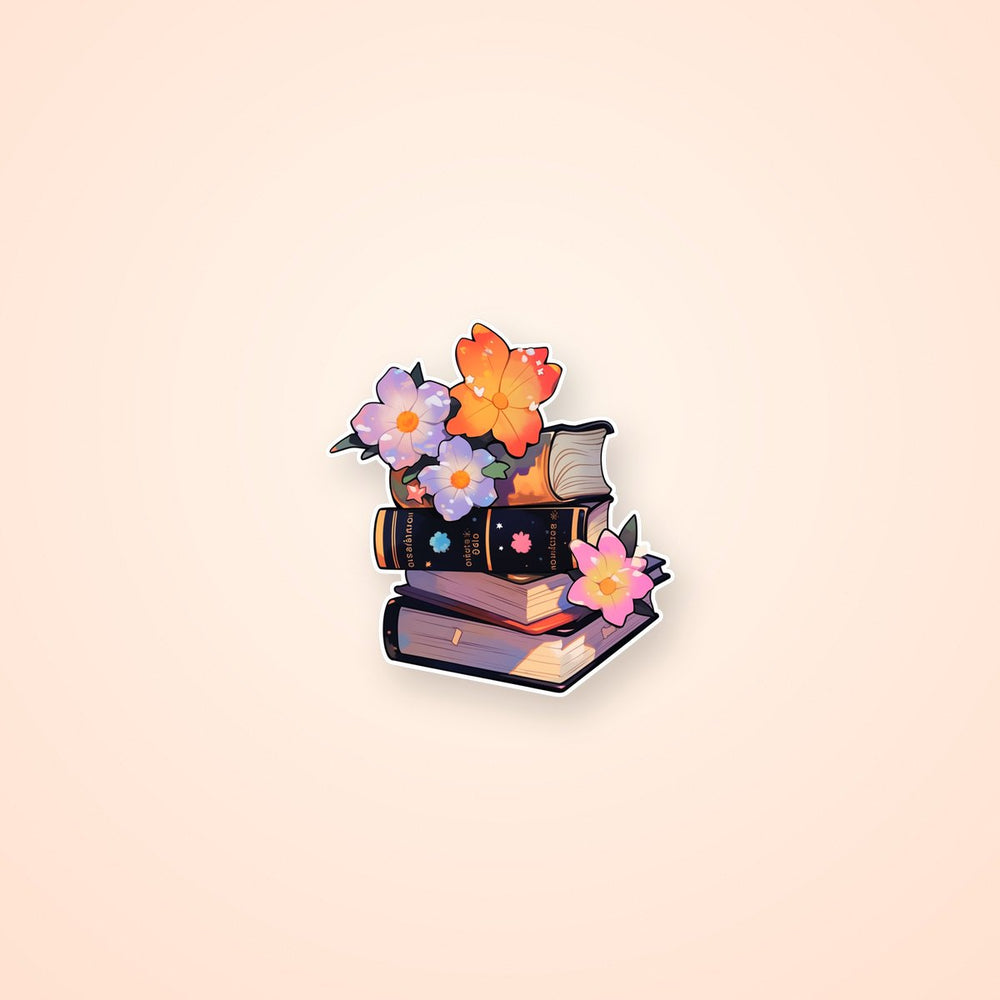 Books and Flowers Aesthetic Sticker