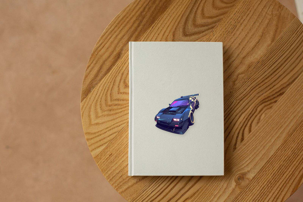 Retrowave Sportscar Art Sticker