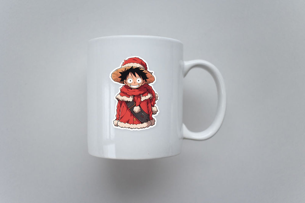 One Piece Luffy in Santa Claus Costume Sticker