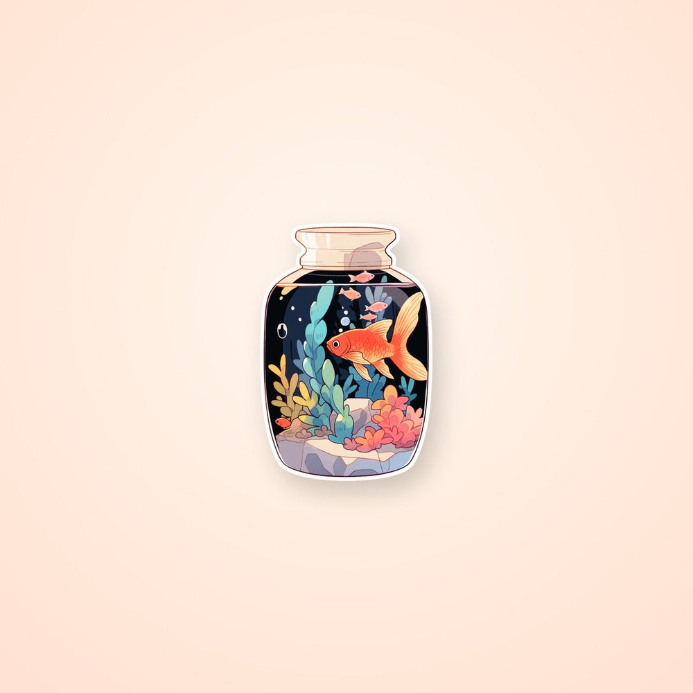 Aquarium Jar with Fishes Sticker