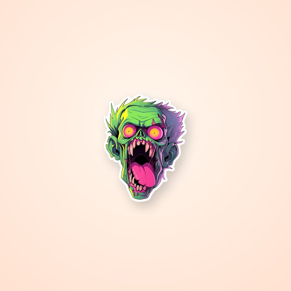 Halloween Green Zombie Head Sticker