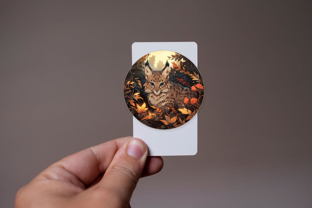 Bobcat in an Autumn Forest Round Sticker