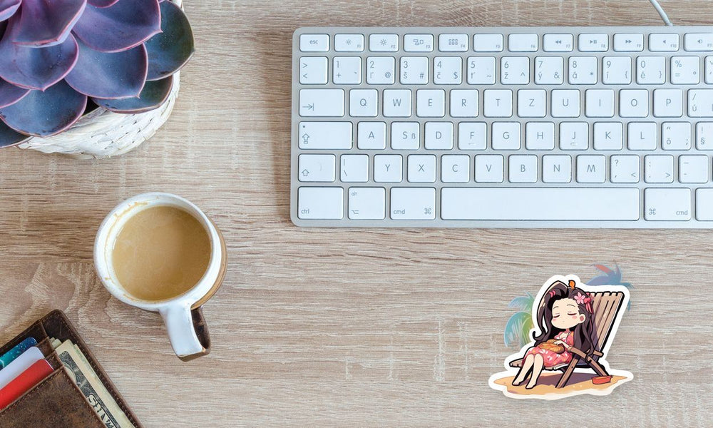 Nezuko Chilling on a Beach Chair Sticker