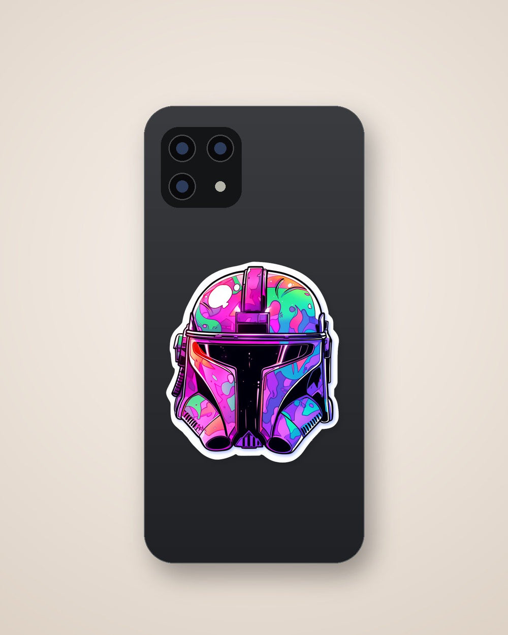 Colorful Mandalorian Helmet Sticker