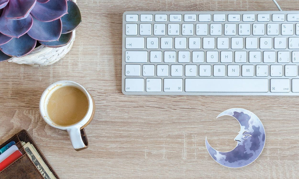 Grey Crescent Moon Sticker
