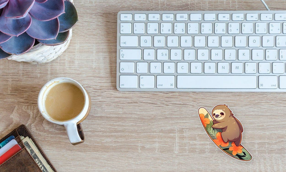 Sloth on a Surfboard Sticker