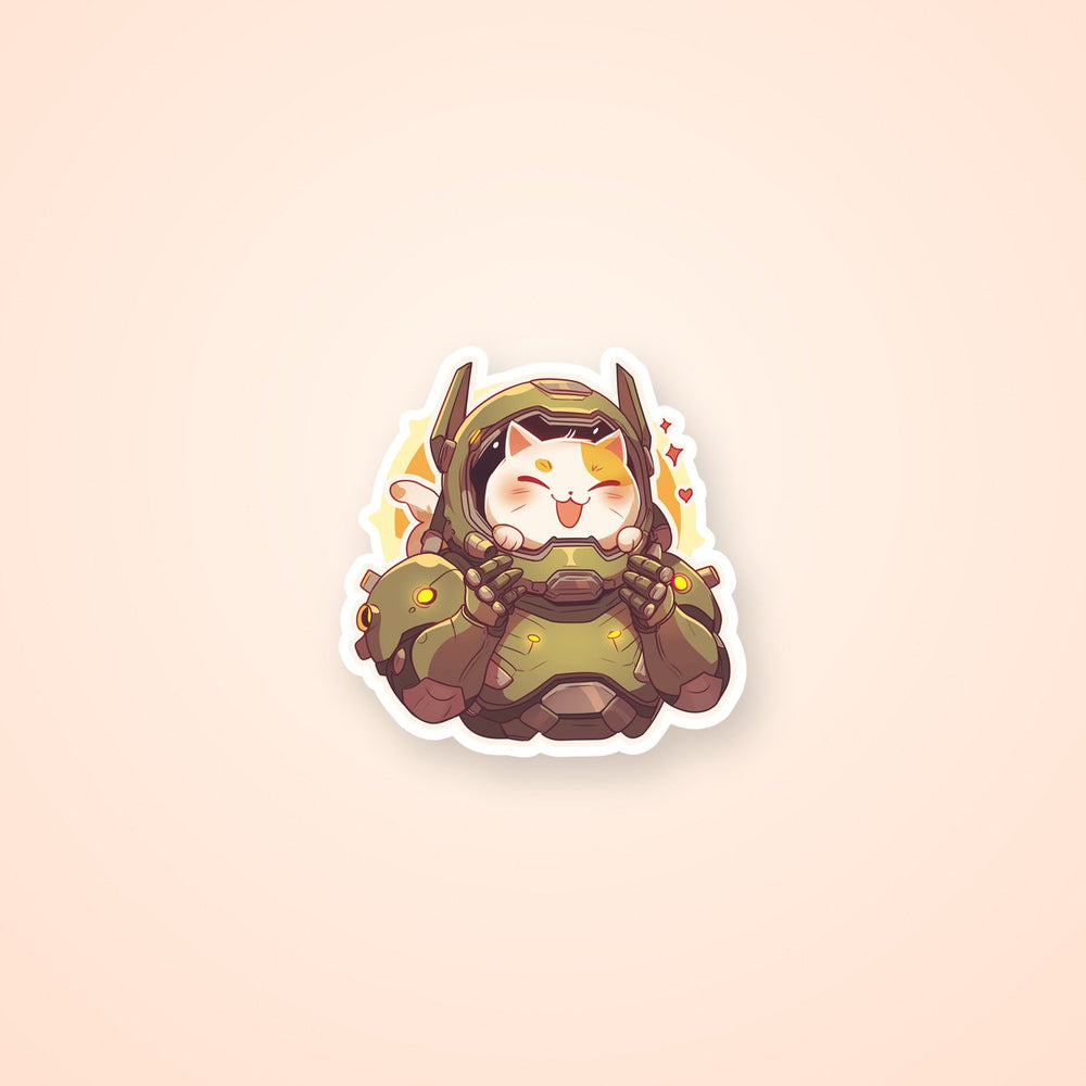 Doom Slayer Kitty Armor Sticker
