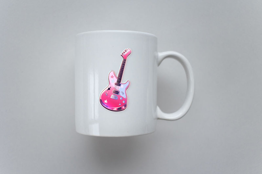 Pink Rock Guitar Sticker