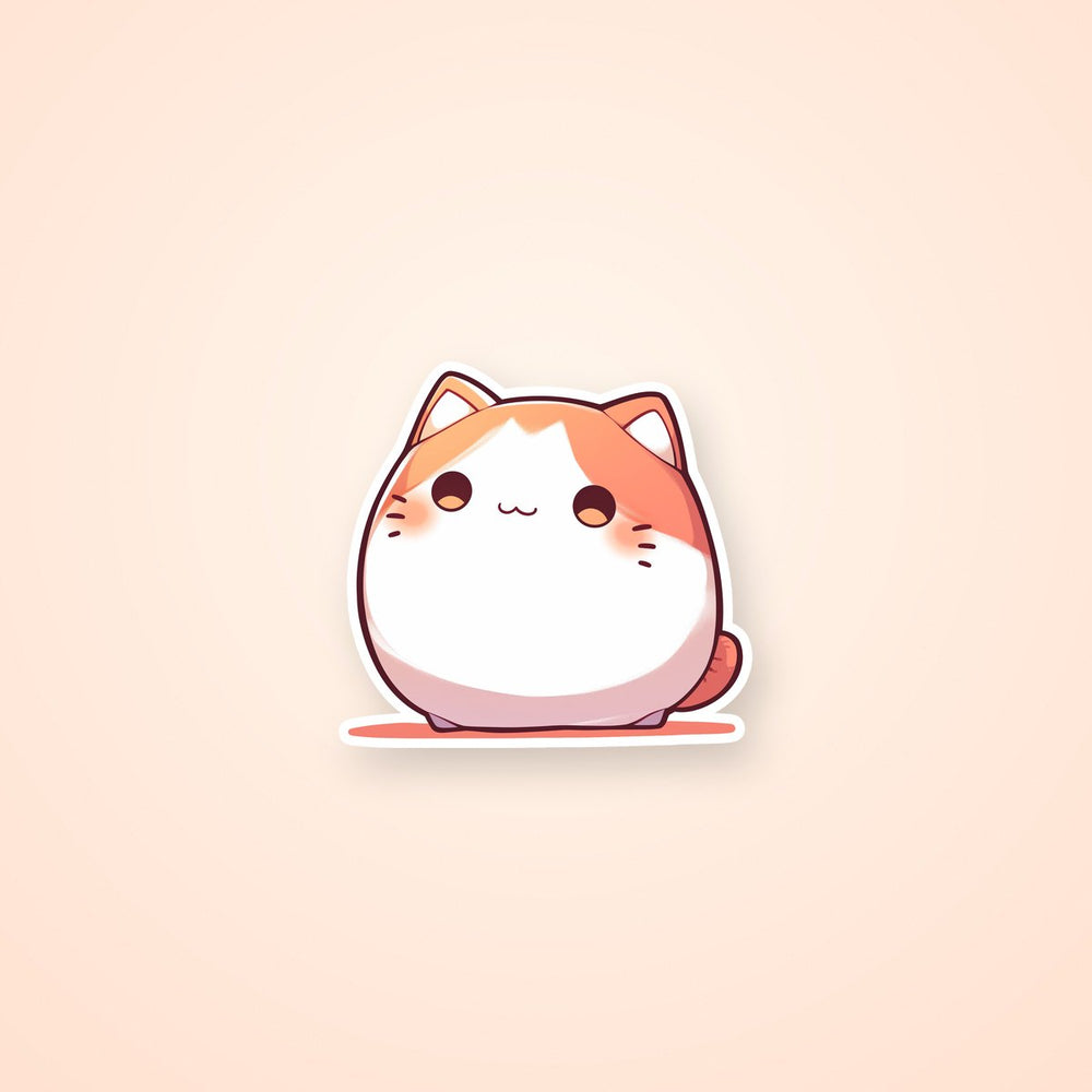 Orange White Bongo Cat Sticker