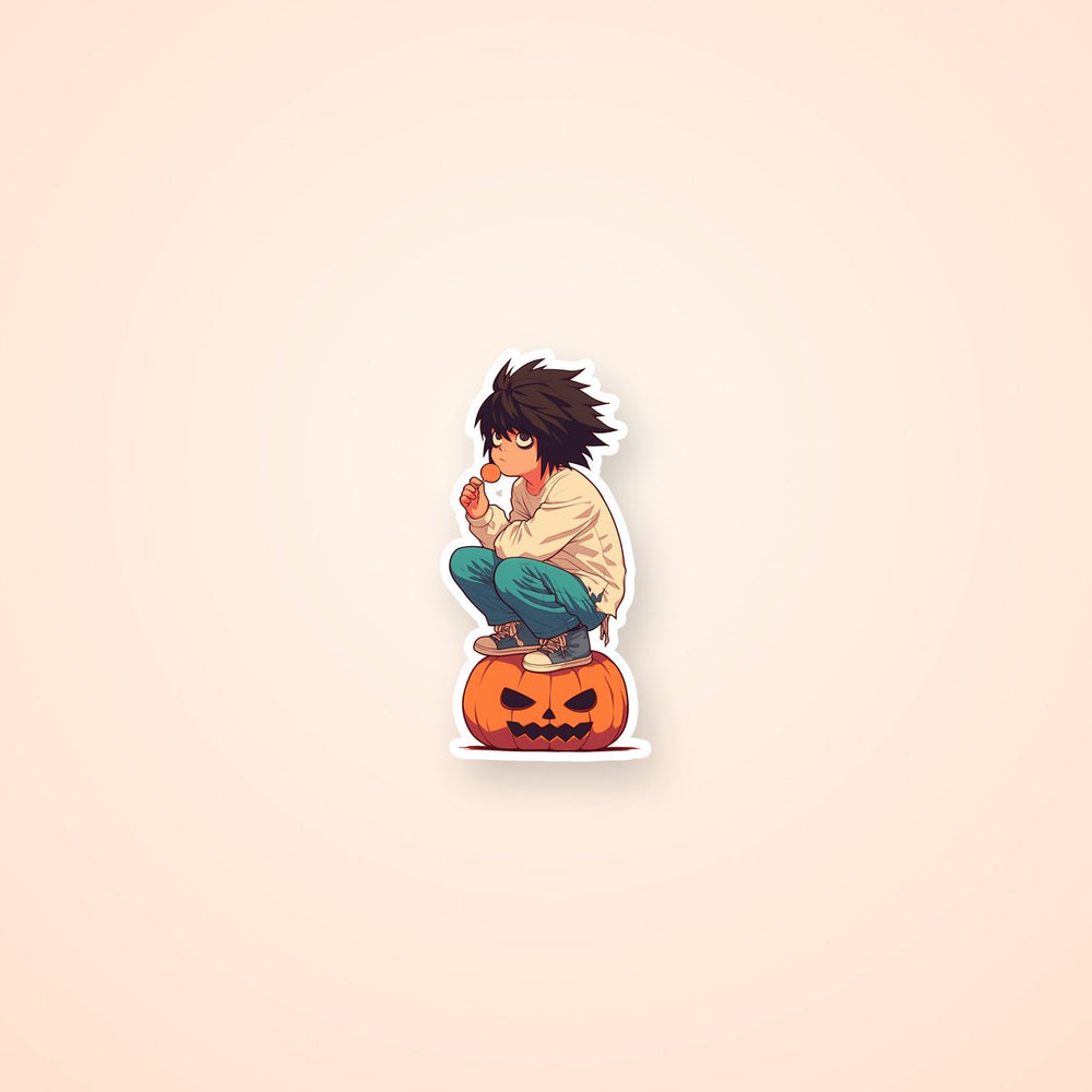 L Death Note Halloween Pumpkin Sticker