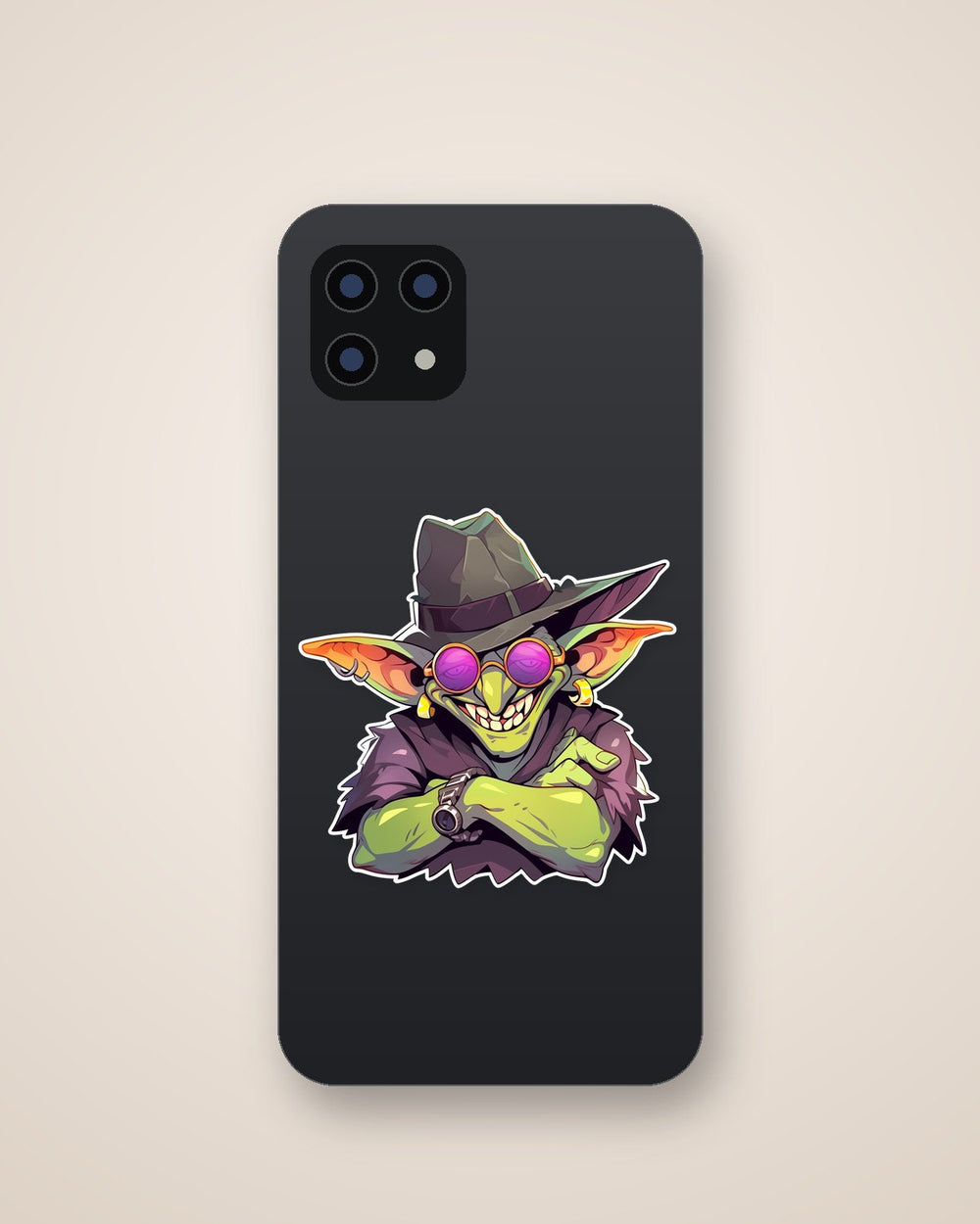 Stylish Green Goblin in Hat Sticker