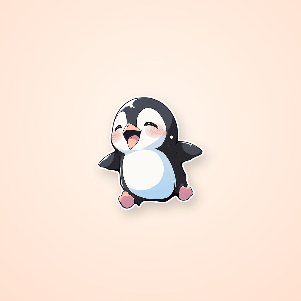 Cute Happy Jumping Penguin Sticker