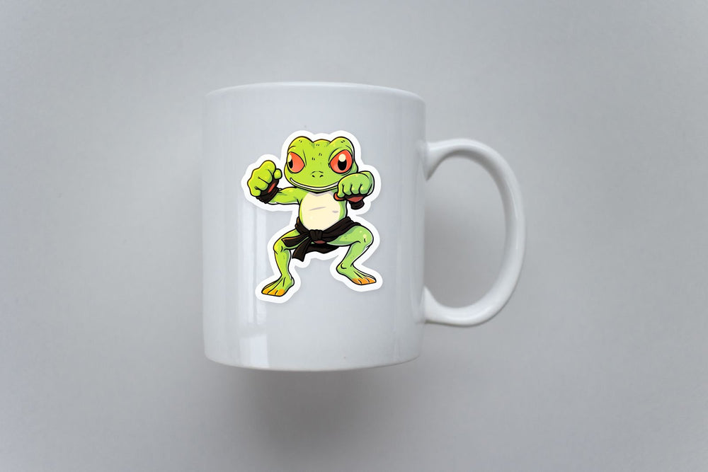 Green Karate Frog Sticker