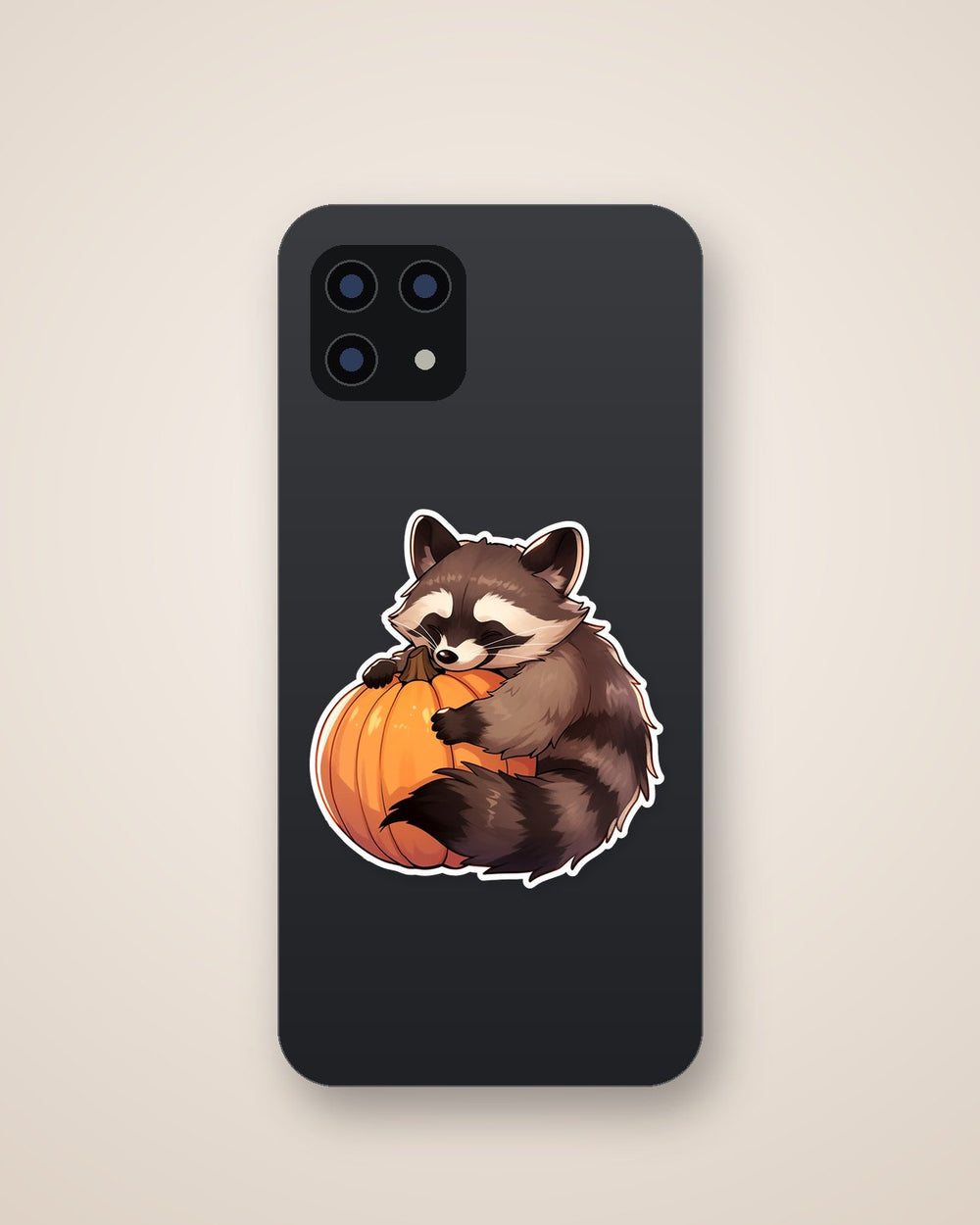 Raccoon with Pumpkin Sticker