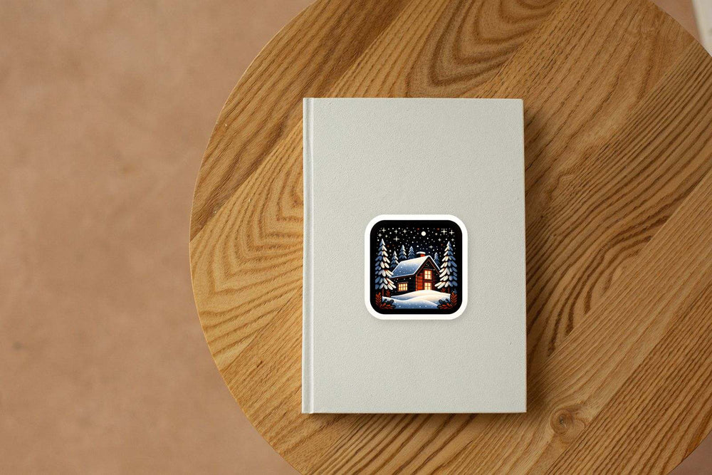 Winter House in Snowy Forest Sticker