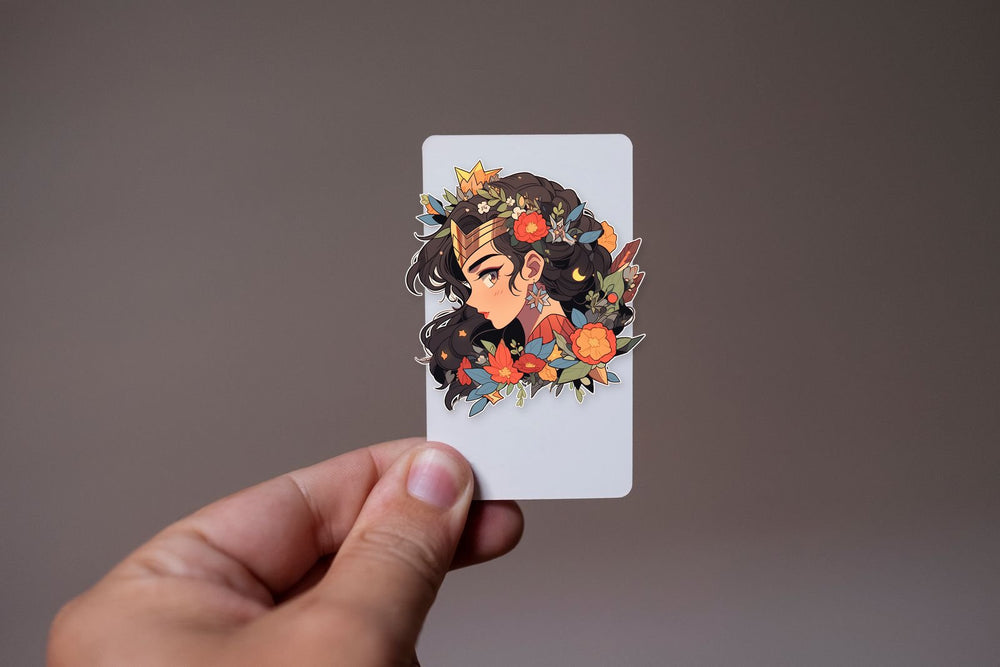Wonder Woman with Flowers Comic Sticker