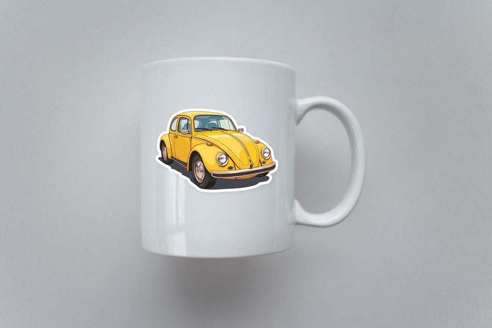 Yellow Volkswagen Beetle Car Sticker