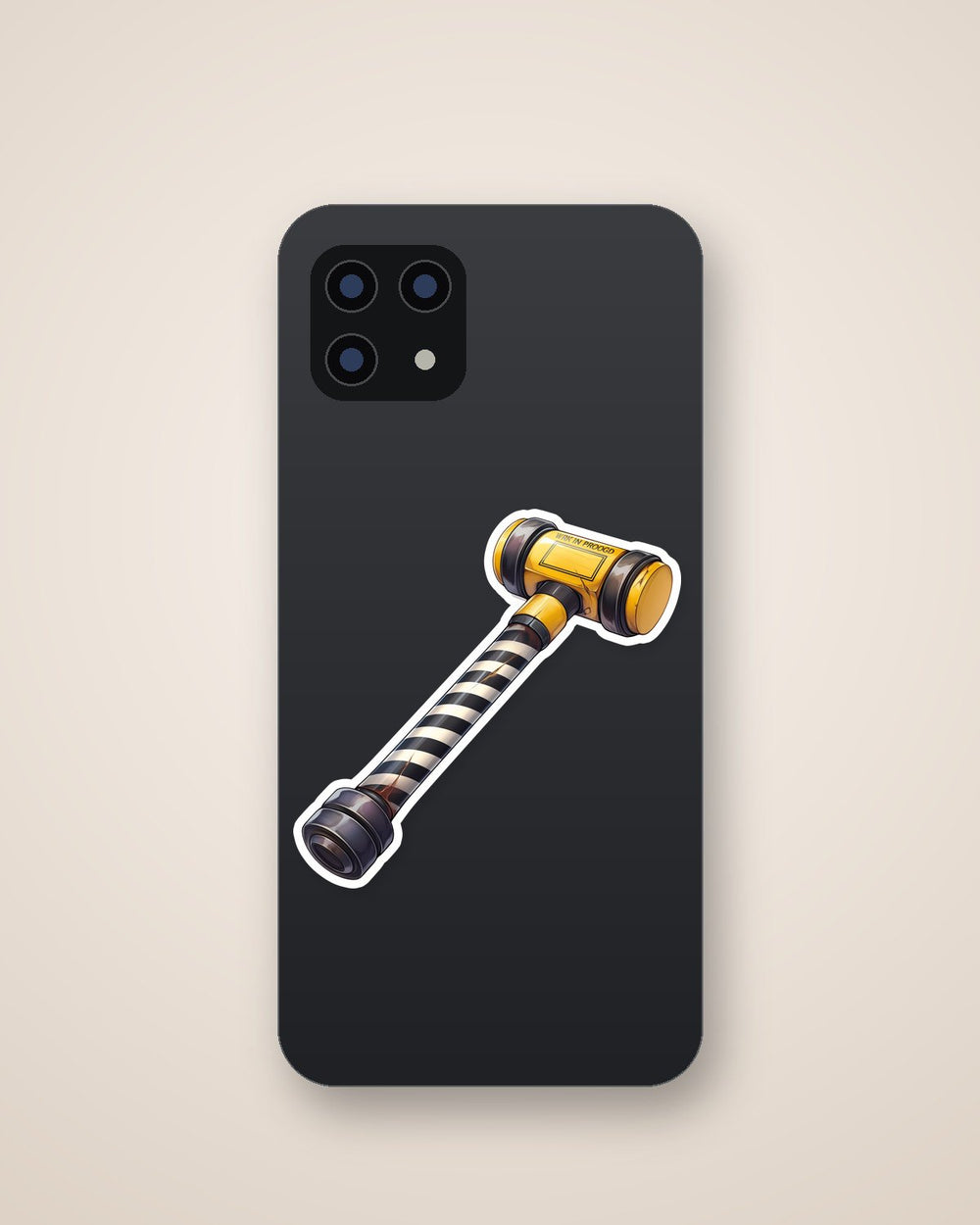 Yellow Striped Hammer Sticker