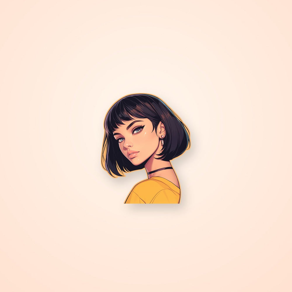 Anime Girl Short Hair Sticker