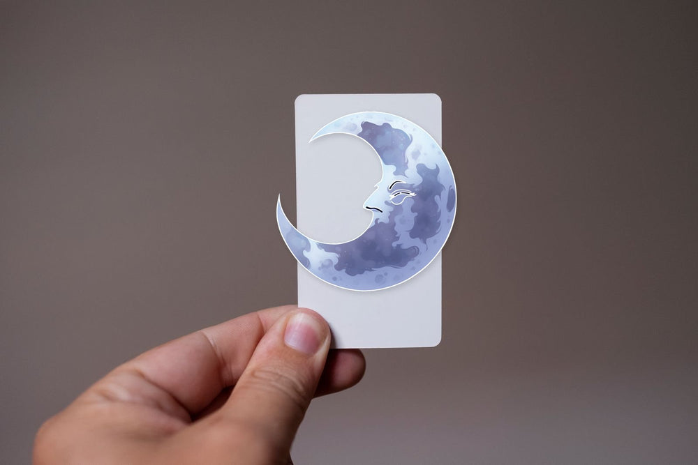 Grey Crescent Moon Sticker
