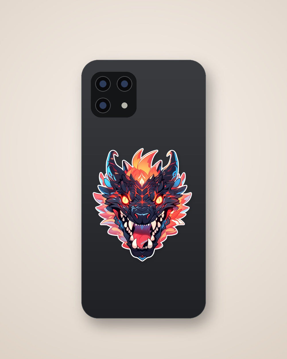 Black & Orange Dragon Head Sticker