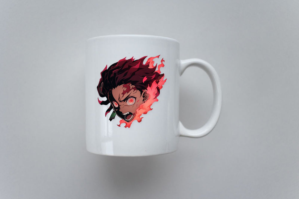 Tanjiro Kamado Head on Red Fire Sticker