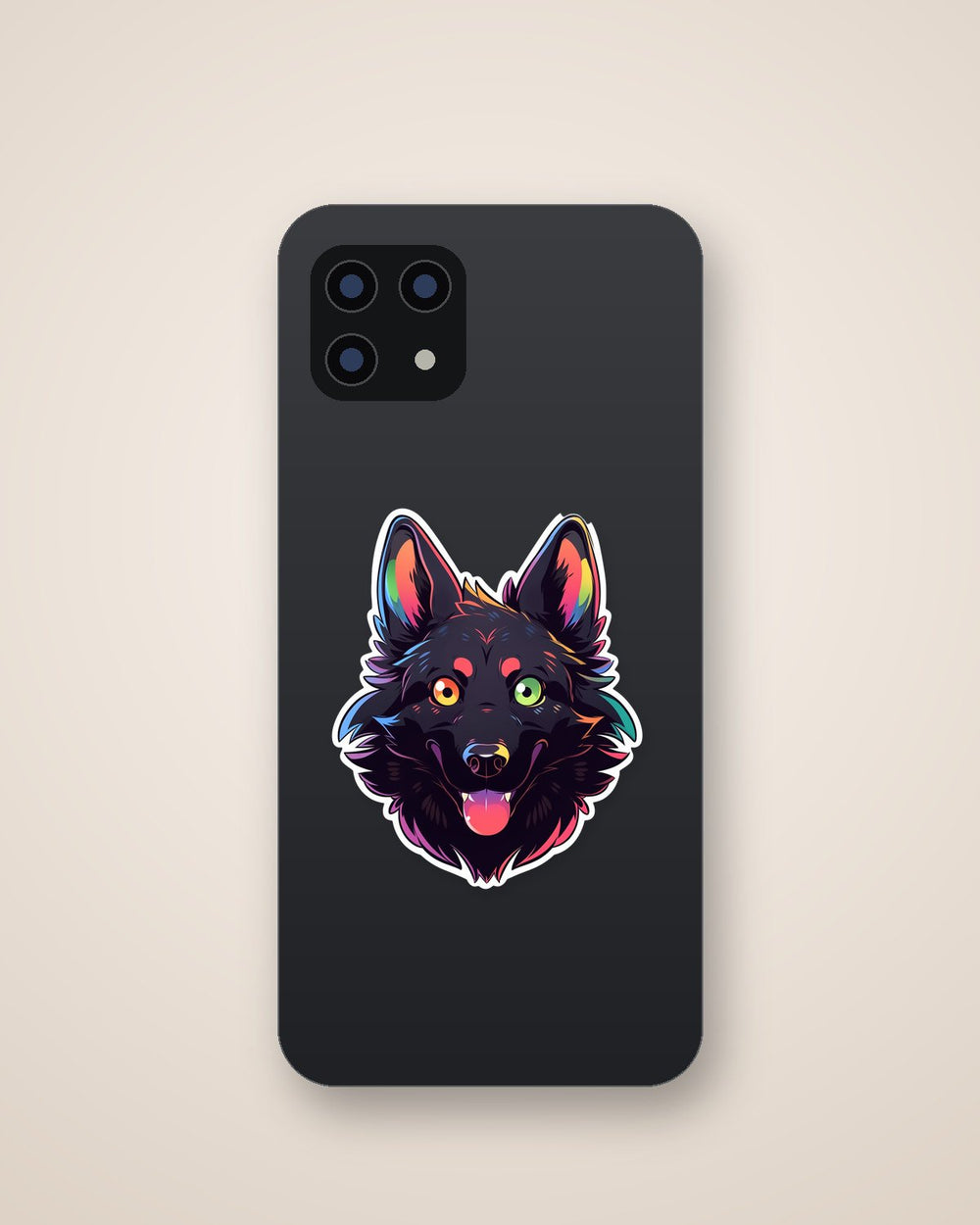 Colorful Funny Dog Head Sticker