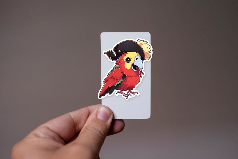 Red Parrot in Pirate Hat Sticker