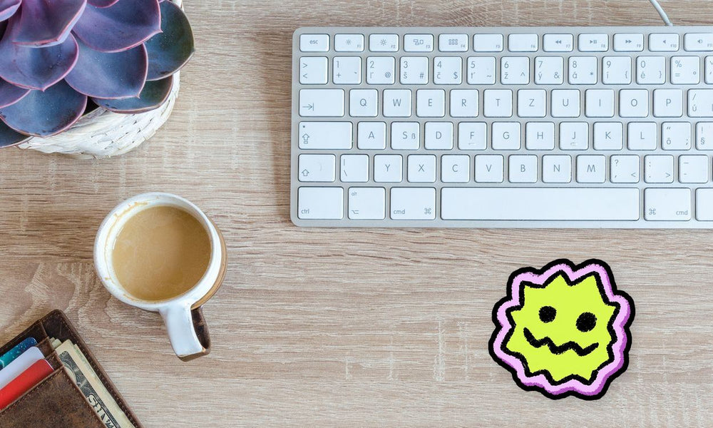 Neon Green Chaos Smile Face Sticker