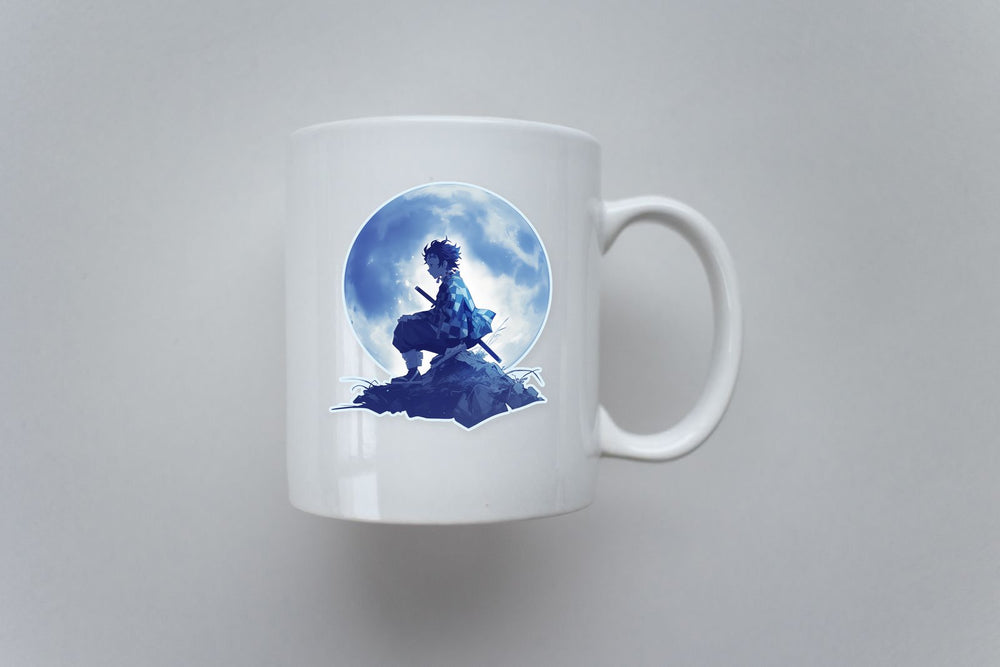 Tanjiro Moon Silhouette Sticker